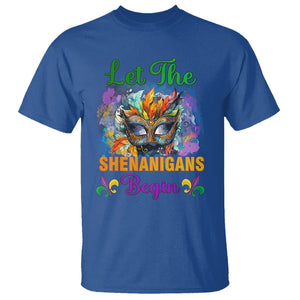 Funny Mardi Gras T Shirt Let The Shenanigans Begin Mask Carnival Lover TS02 Royal Blue Printyourwear