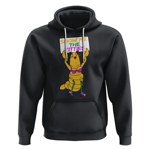 Funny Mardi Gras Hoodie Show Me The Titties Sexy Crawfish TS02 Black Printyourwear