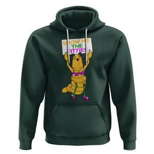 Funny Mardi Gras Hoodie Show Me The Titties Sexy Crawfish TS02 Dark Forest Green Printyourwear