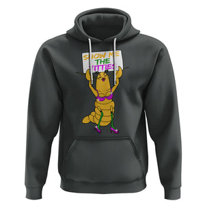 Funny Mardi Gras Hoodie Show Me The Titties Sexy Crawfish TS02 Dark Heather Printyourwear