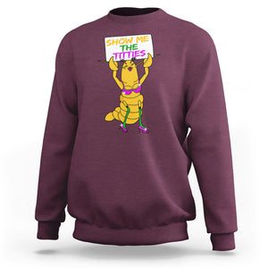 Funny Mardi Gras Sweatshirt Show Me The Titties Sexy Crawfish TS02 Maroon Printyourwear