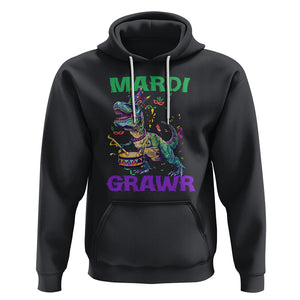 Funny Mardi Gras Dinosaur Hoodie Mardi Grawr Rex TS02 Black Printyourwear