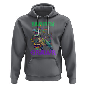 Funny Mardi Gras Dinosaur Hoodie Mardi Grawr Rex TS02 Charcoal Printyourwear