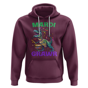 Funny Mardi Gras Dinosaur Hoodie Mardi Grawr Rex TS02 Maroon Printyourwear