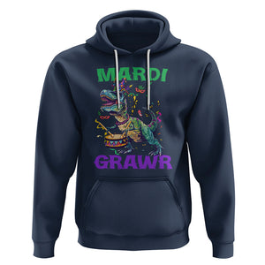 Funny Mardi Gras Dinosaur Hoodie Mardi Grawr Rex TS02 Navy Printyourwear