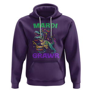 Funny Mardi Gras Dinosaur Hoodie Mardi Grawr Rex TS02 Purple Printyourwear