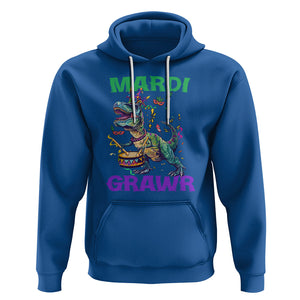 Funny Mardi Gras Dinosaur Hoodie Mardi Grawr Rex TS02 Royal Blue Printyourwear