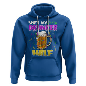 Funny Mardi Gras Drinking Couple Matching Hoodie She's My Drunker Half TS02 Royal Blue Printyourwear