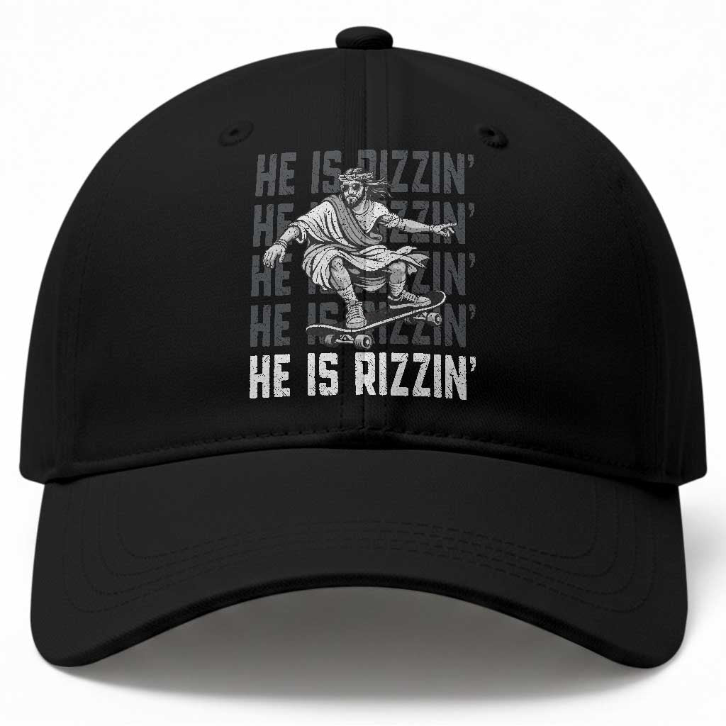 He Is Rizzin Funny Christian Easter Skateboarding Jesus Meme Baseball Cap Faith Humor Trendy Youth Gift TS02 Print Your Wear