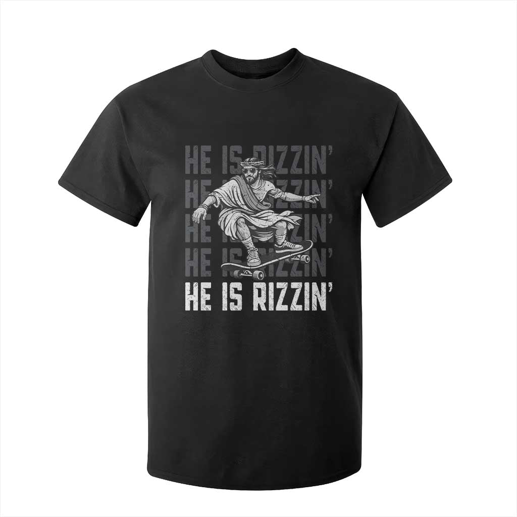 He Is Rizzin Funny Christian Easter Skateboarding Jesus Meme T Shirt For Kid Faith Humor Trendy Youth Gift TS02 Black Print Your Wear
