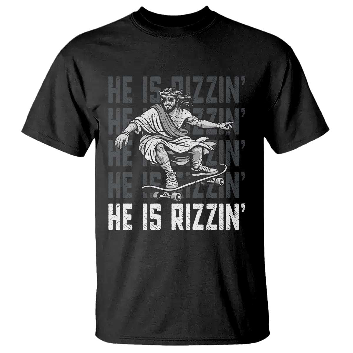 He Is Rizzin Funny Christian Easter Skateboarding Jesus Meme T Shirt Faith Humor Trendy Youth Gift TS02 Black Print Your Wear