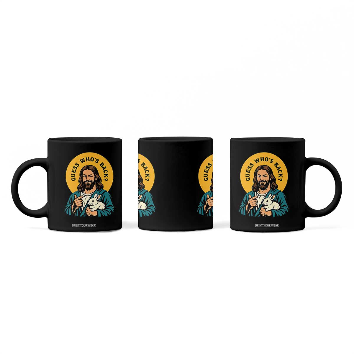 Guess Who is Back Funny Christian Easter Coffee Mug Winking Jesus with Lamb Cute Resurrection Humor Gift TS02 Print Your Wear