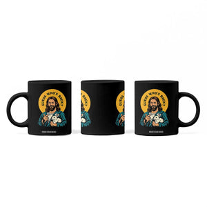 Guess Who is Back Funny Christian Easter Coffee Mug Winking Jesus with Lamb Cute Resurrection Humor Gift TS02 Print Your Wear