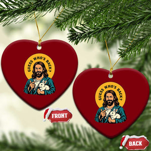Guess Who is Back Funny Christian Easter Ceramic Ornament Winking Jesus with Lamb Cute Resurrection Humor Gift TS02 Print Your Wear