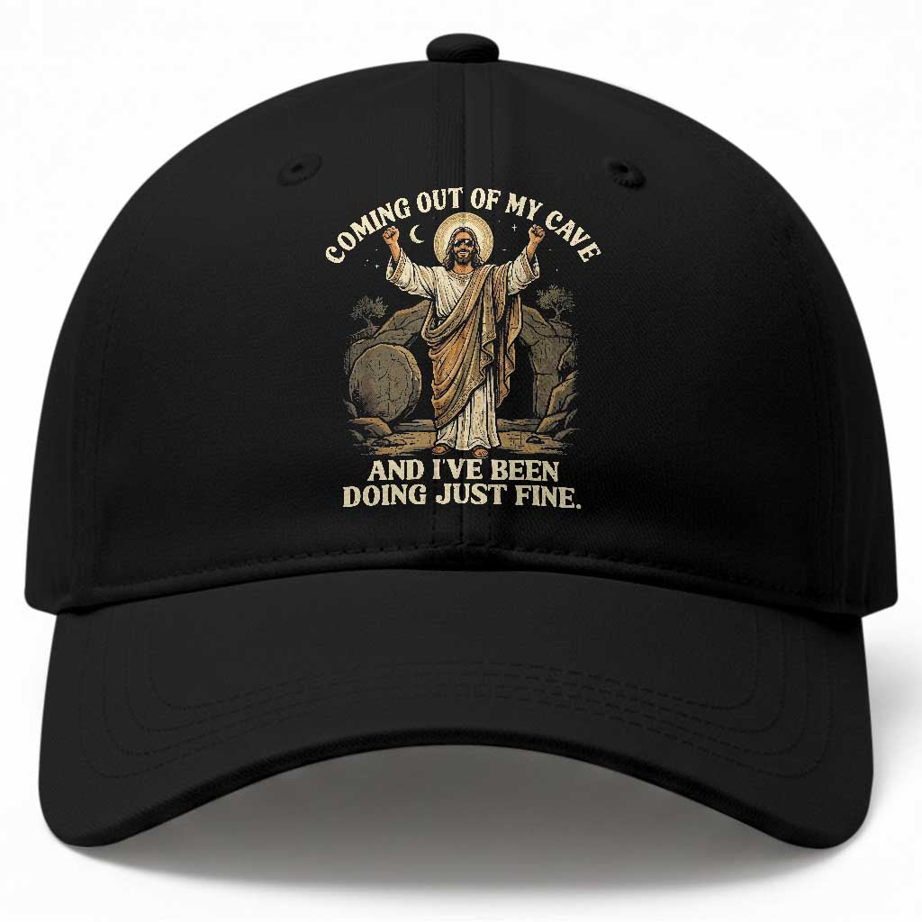 Coming Out Of My Cave Christian Easter Baseball Cap Risen Jesus Tomb Scene Inspirational Faith Message Gift TS02 Print Your Wear