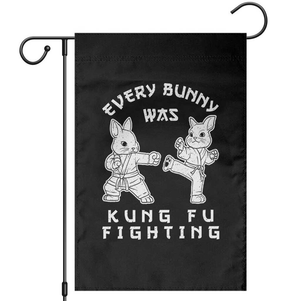 Funny Easter Rabbit Martial Arts Garden Flag Every Bunny Was Kung Fu Fighting Cute Bunny Humor Gift TS02 Black Print Your Wear