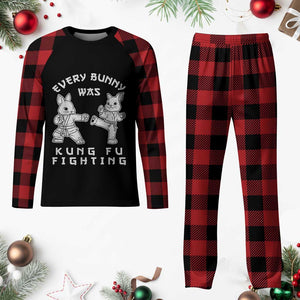 Funny Easter Rabbit Martial Arts Plaid Pajama Set Every Bunny Was Kung Fu Fighting Cute Bunny Humor Gift TS02 Buffalo Plaid Print Your Wear