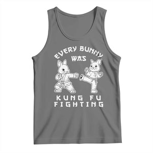 Funny Easter Rabbit Martial Arts Tank Top Every Bunny Was Kung Fu Fighting Cute Bunny Humor Gift TS02 Black Heather Print Your Wear