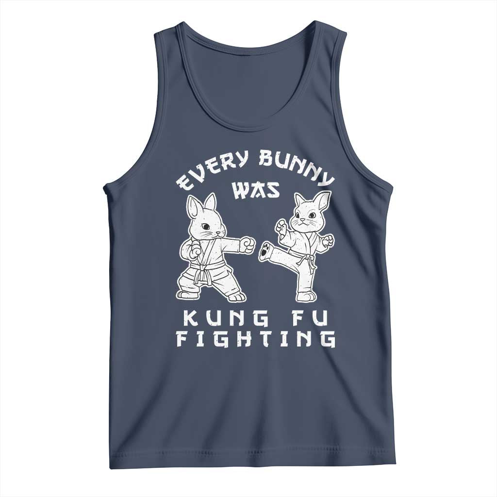 Funny Easter Rabbit Martial Arts Tank Top Every Bunny Was Kung Fu Fighting Cute Bunny Humor Gift TS02 Navy Print Your Wear
