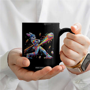 Cool Easter Bunny Baseball Player Neon Paint Splash Graphic Coffee Mug Funny Rabbit Sports with Egg Bat Hit Gift TS02 Print Your Wear
