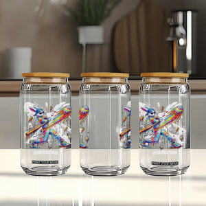 Cool Easter Bunny Baseball Player Neon Paint Splash Graphic Glass Can Funny Rabbit Sports with Egg Bat Hit Gift TS02 Print Your Wear