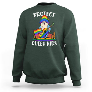 Protect Queer Kids Sweatshirt Gnome Ally LGBT Pride History Month Support TS02 Dark Forest Green Printyourwear