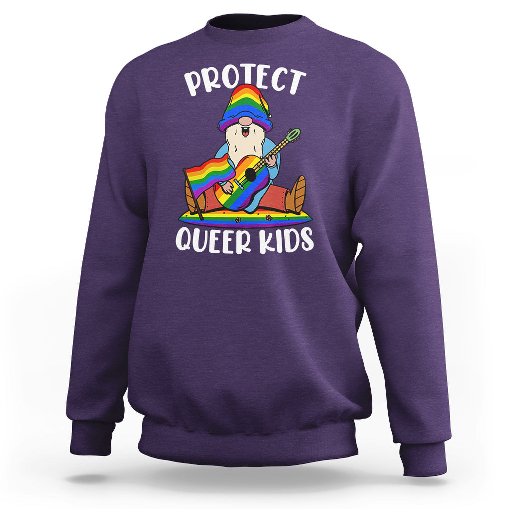 Protect Queer Kids Sweatshirt Gnome Ally LGBT Pride History Month Support TS02 Purple Printyourwear