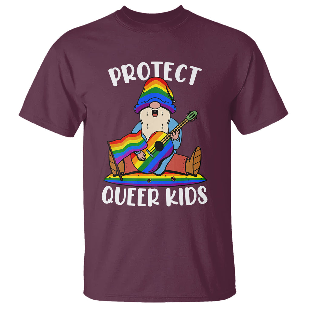 Protect Queer Kids T Shirt Gnome Ally LGBT Pride History Month Support TS02 Maroon Printyourwear