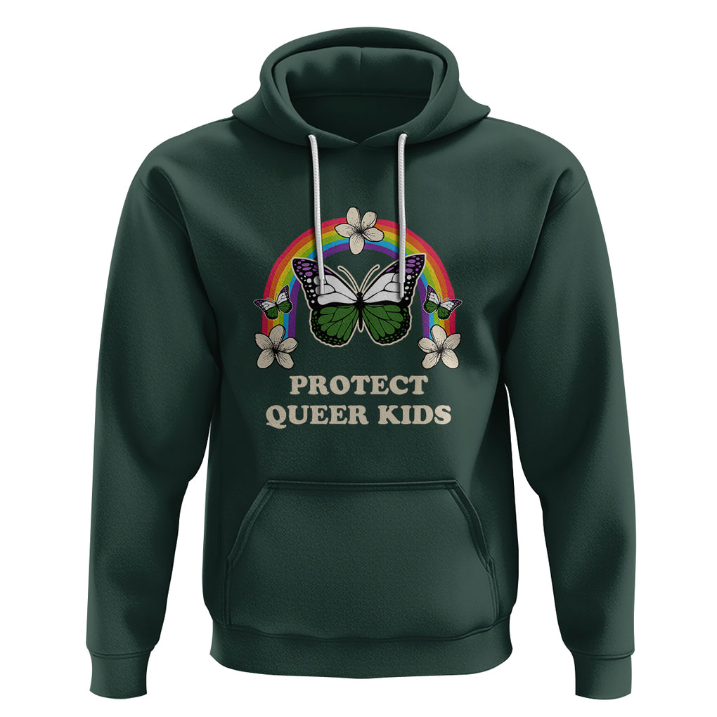 Protect Queer Kids Hoodie Butterfly Ally LGBT Pride History Month Support TS02 Dark Forest Green Printyourwear