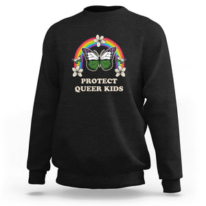 Protect Queer Kids Sweatshirt Butterfly Ally LGBT Pride History Month Support TS02 Black Printyourwear