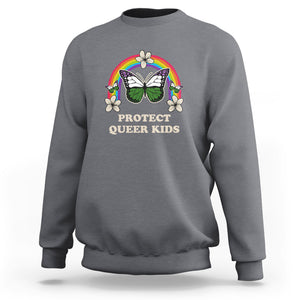 Protect Queer Kids Sweatshirt Butterfly Ally LGBT Pride History Month Support TS02 Charcoal Printyourwear