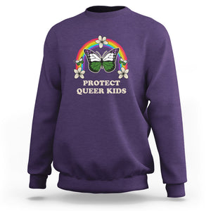 Protect Queer Kids Sweatshirt Butterfly Ally LGBT Pride History Month Support TS02 Purple Printyourwear