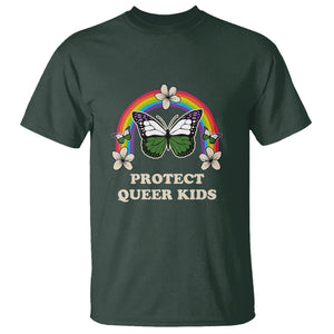 Protect Queer Kids T Shirt Butterfly Ally LGBT Pride History Month Support TS02 Dark Forest Green Printyourwear