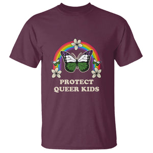 Protect Queer Kids T Shirt Butterfly Ally LGBT Pride History Month Support TS02 Maroon Printyourwear