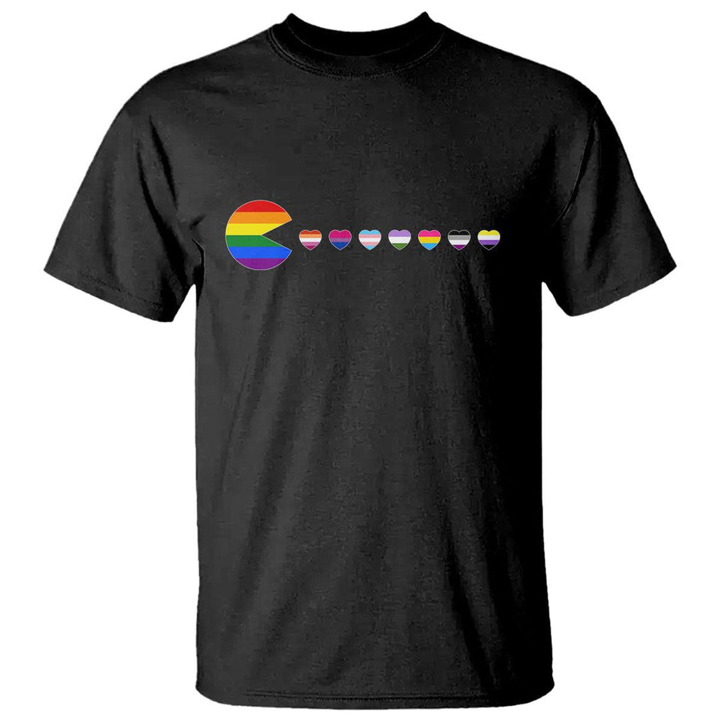 Funny LGBT Pride T Shirt Video Game Pie Eating LGBTQ Flag TS02 Black Printyourwear