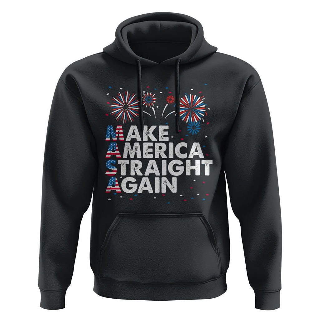 Funny 4th Of July Hoodie Make America Straight Again Fireworks US Flag USA Party TS02 Black Print Your Wear