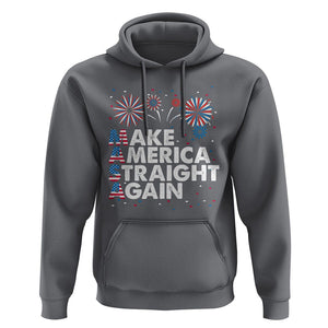 Funny 4th Of July Hoodie Make America Straight Again Fireworks US Flag USA Party TS02 Charcoal Print Your Wear