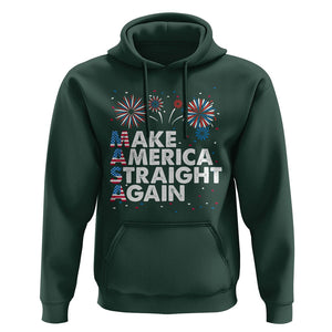 Funny 4th Of July Hoodie Make America Straight Again Fireworks US Flag USA Party TS02 Dark Forest Green Print Your Wear