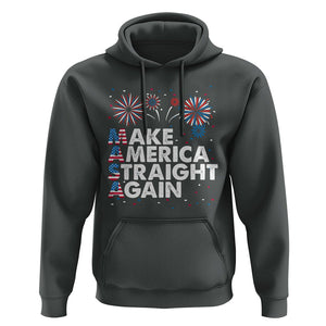 Funny 4th Of July Hoodie Make America Straight Again Fireworks US Flag USA Party TS02 Dark Heather Print Your Wear