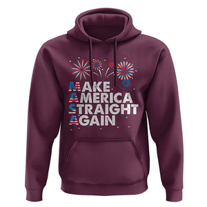 Funny 4th Of July Hoodie Make America Straight Again Fireworks US Flag USA Party TS02 Maroon Print Your Wear