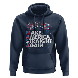 Funny 4th Of July Hoodie Make America Straight Again Fireworks US Flag USA Party TS02 Navy Print Your Wear