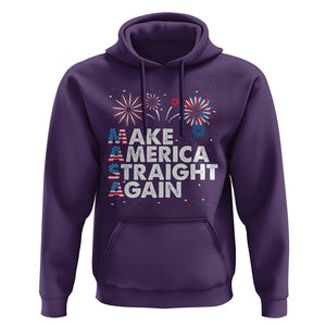 Funny 4th Of July Hoodie Make America Straight Again Fireworks US Flag USA Party TS02 Purple Print Your Wear