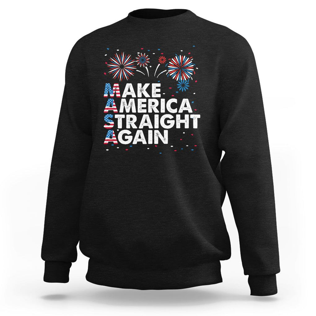 Funny 4th Of July Sweatshirt Make America Straight Again Fireworks US Flag USA Party TS02 Black Print Your Wear