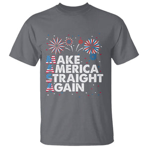 Funny 4th Of July T Shirt Make America Straight Again Fireworks US Flag USA Party TS02 Charcoal Print Your Wear