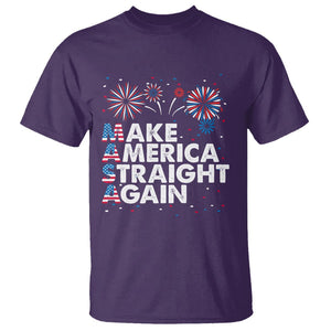 Funny 4th Of July T Shirt Make America Straight Again Fireworks US Flag USA Party TS02 Purple Print Your Wear