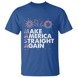 Funny 4th Of July T Shirt Make America Straight Again Fireworks US Flag USA Party TS02 Royal Blue Print Your Wear