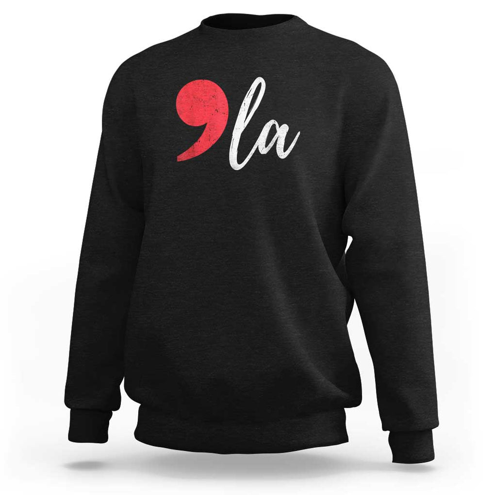 Harris 2024 Sweatshirt Comma La Kamala For President Red Punctuation Mark TS02 Black Print Your Wear