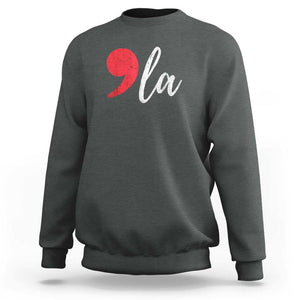 Harris 2024 Sweatshirt Comma La Kamala For President Red Punctuation Mark TS02 Dark Heather Print Your Wear