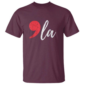 Harris 2024 T Shirt Comma La Kamala For President Red Punctuation Mark TS02 Maroon Print Your Wear