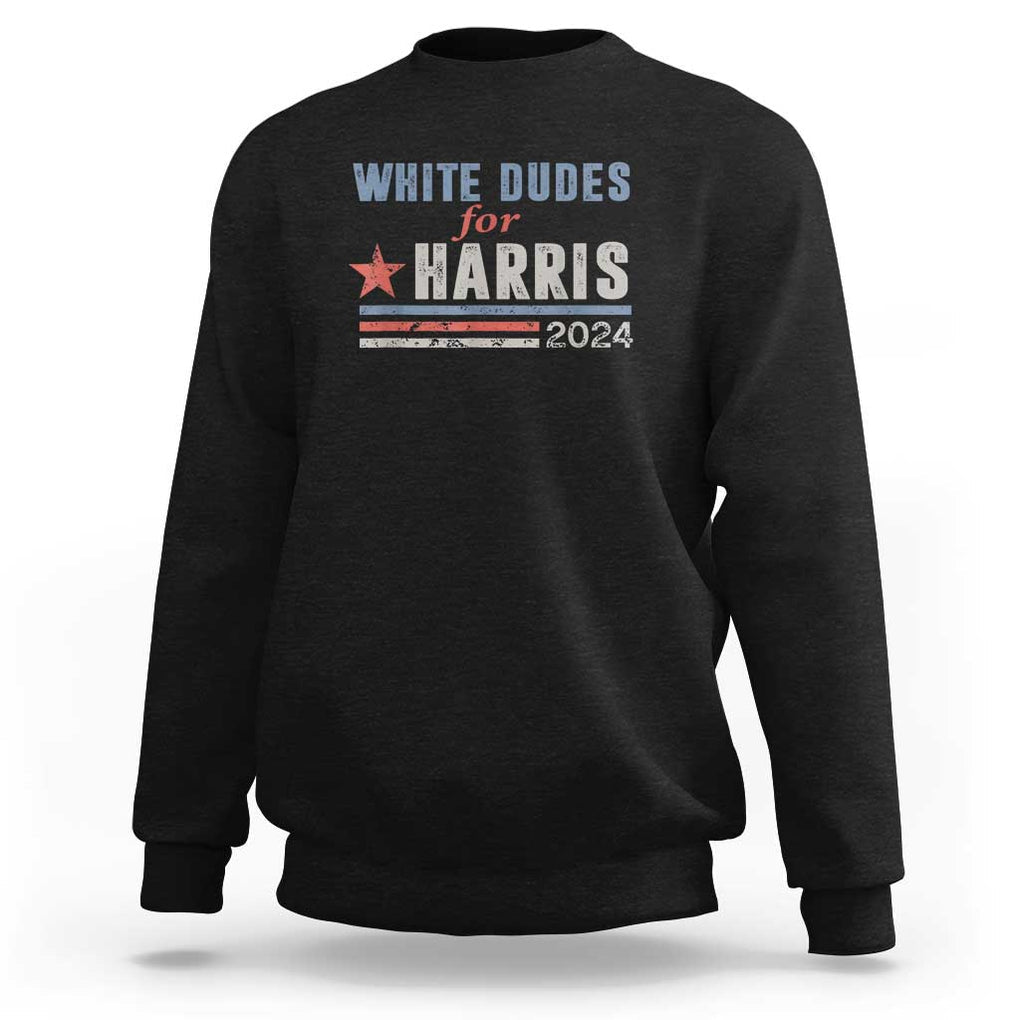 Kamala For President Sweatshirt White Dudes For Harris 2024 TS02 Black Print Your Wear